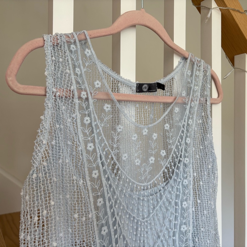 Dreamy Lace Embroidered Tank Top Made in Italy 🇮🇹